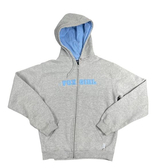 Fox Girl Fox Racing Zip Up Hoodie Sz S Gray Heavyweight Pockets Moto Sports - Picture 1 of 8